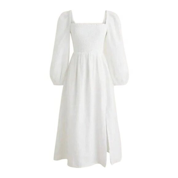 J. CREW Linen Daydream Dress Smocked Lightweight Lined Midi - Picture 3 of 17